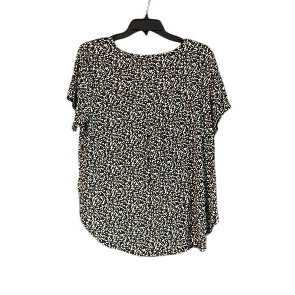 Philosophy Woman Olive Green Abstract Micro Print High Low Top 1X Plus Size - Picture 5 of 6